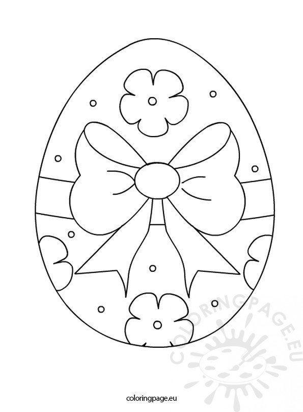 Easter Egg Tied With a Bow – Coloring Page