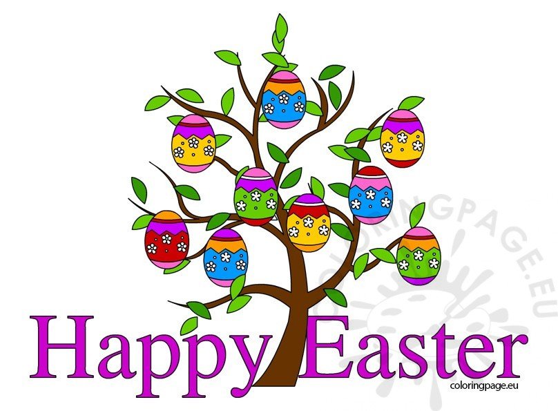 Happy Easter clip art free – Coloring Page