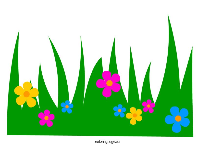 Grass with Flowers clip art – Coloring Page