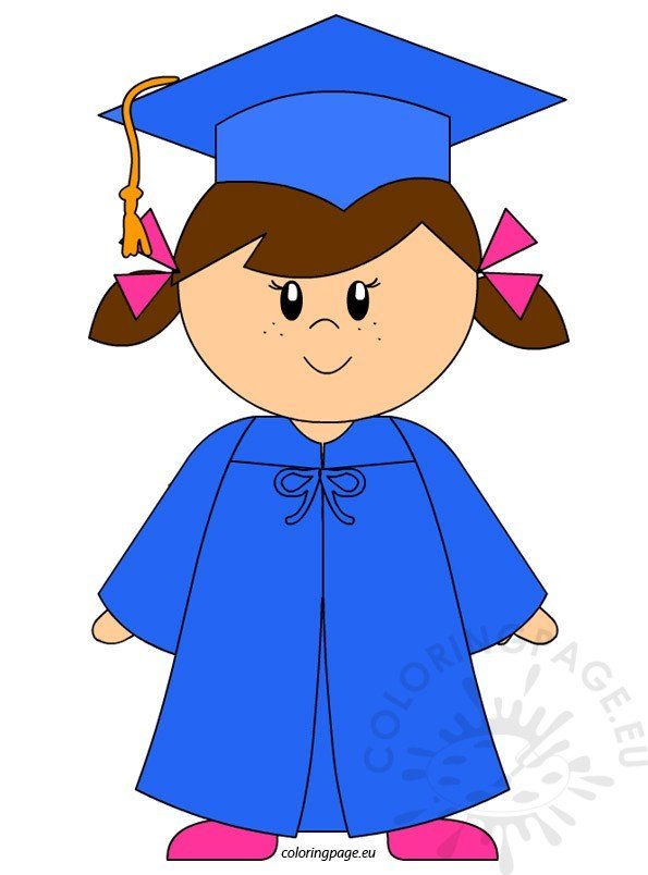 Kindergarten Graduate Girl clip art – Coloring Page