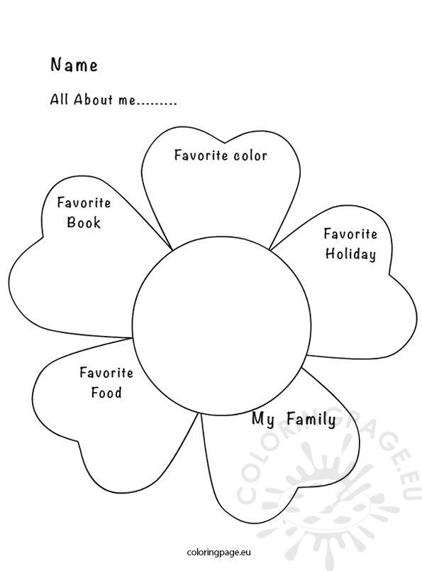 All About Me Activity Sheet – Coloring Page