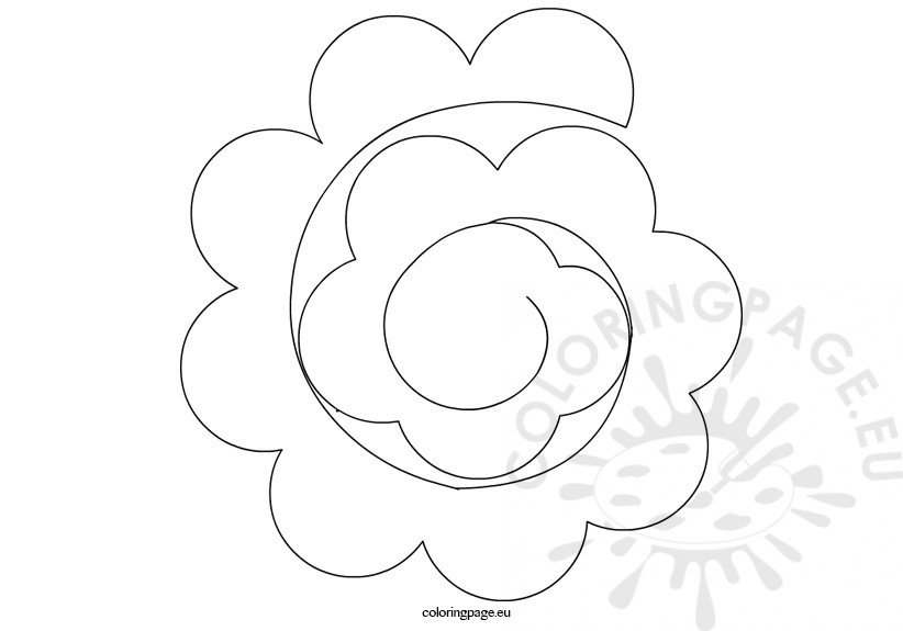 Spiral Paper Rose Template – Coloring Page