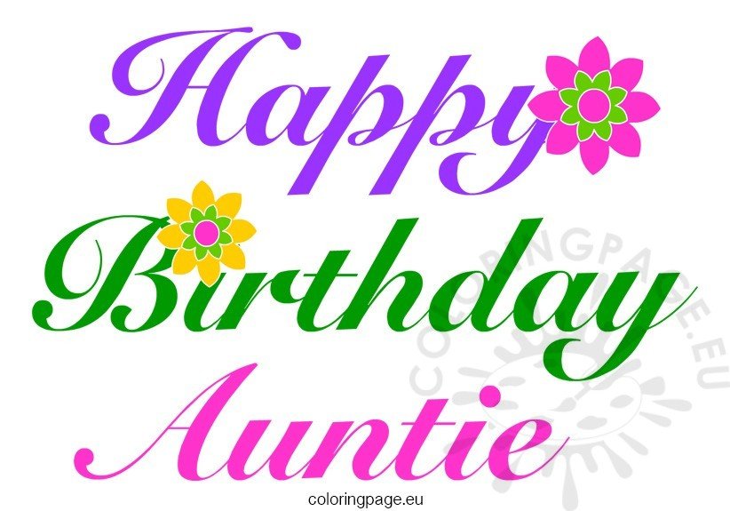 Happy Birthday Auntie  Coloring Page