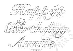 Auntie Happy Birthday Coloring Page