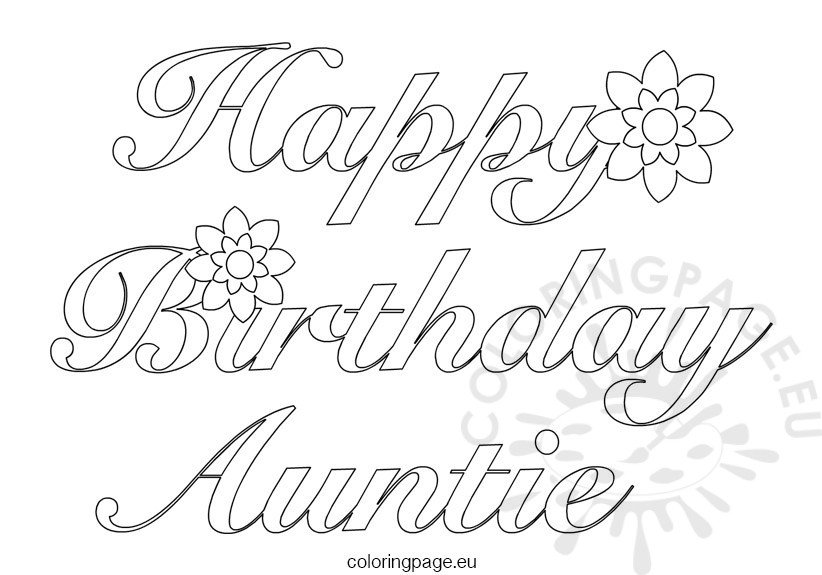 Auntie Happy Birthday – Coloring Page