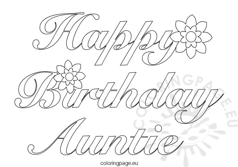Auntie Happy Birthday Coloring Page