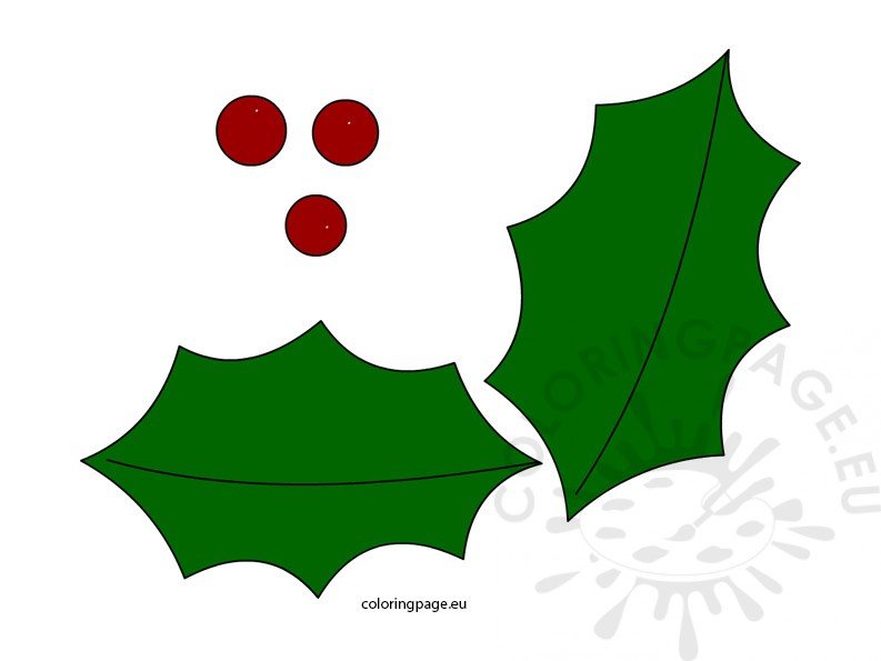 Holly Leaf Template Coloring Page