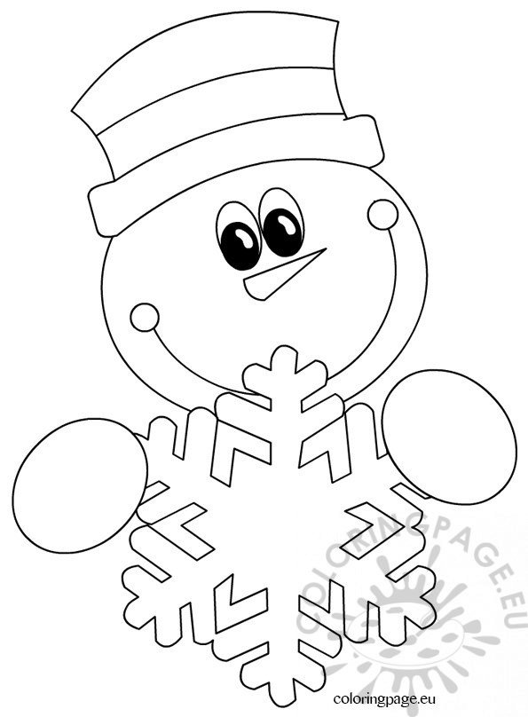 Snowman – Snowflake – Coloring Page