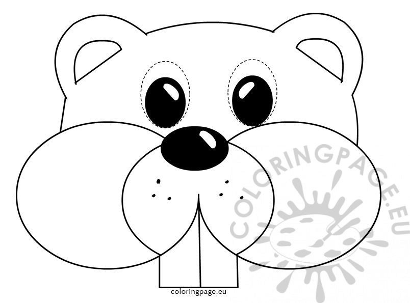 Groundhog Mask Childrens Coloring Page