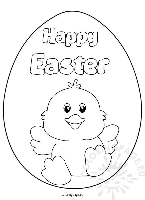 easter chick coloring happy colouring chicken drawing cute sheet coloringpage line getdrawings eu popular