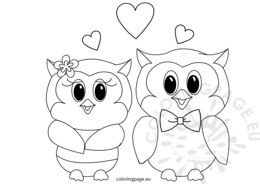Owls Love Valentines coloring pages Coloring Page