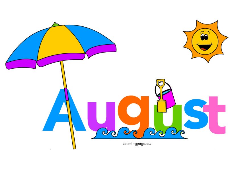 Month Of August Clip art Coloring Page
