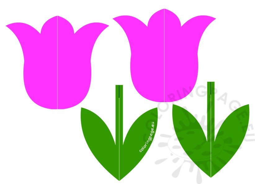 Spring Crafts for Kids 3D Paper Tulip Coloring Page
