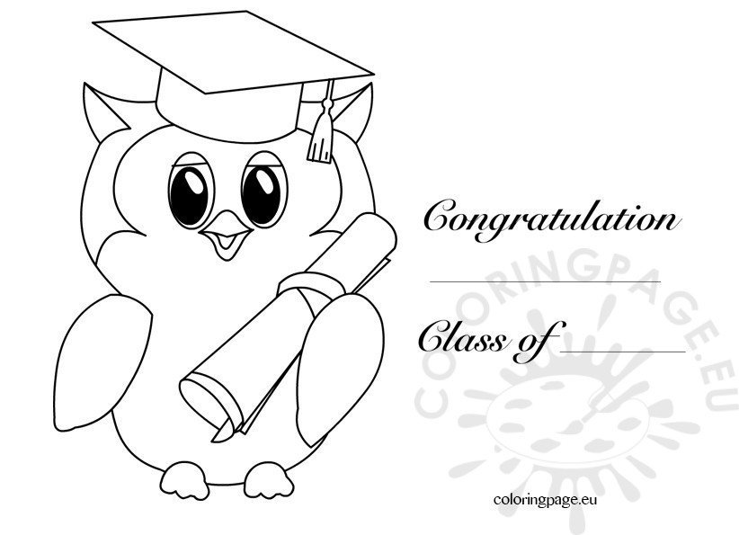 Kindergarten graduation owl 2 - Coloring Page