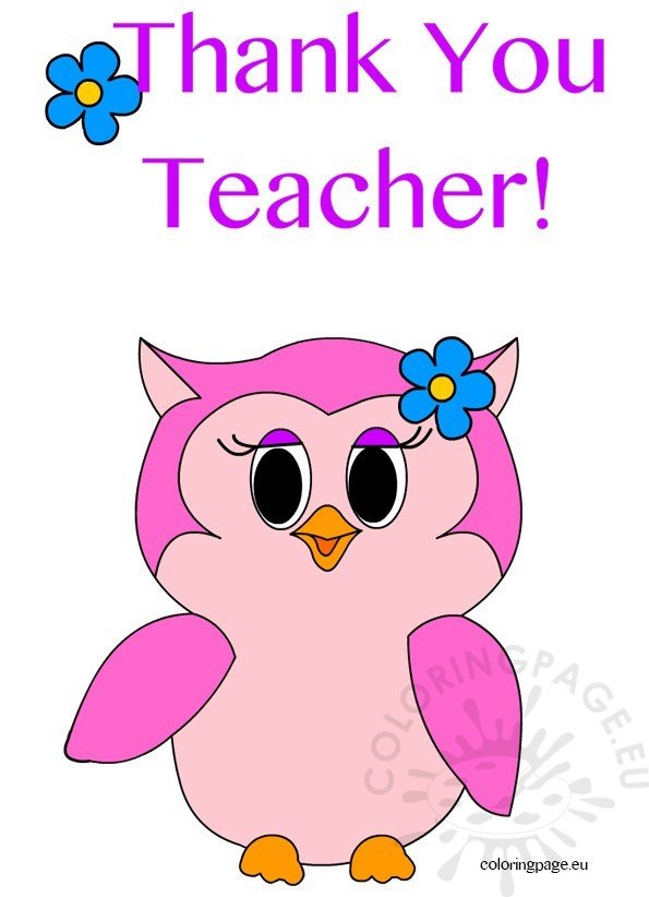 Thank You Teacher Owl – Coloring Page