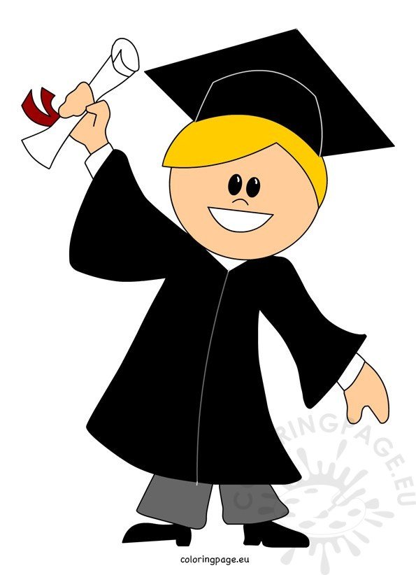 Cute Boy Graduation Gown – Coloring Page