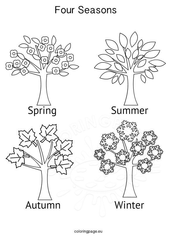 seasons four activities coloring tree winter colouring printable spring sheets grade booklet