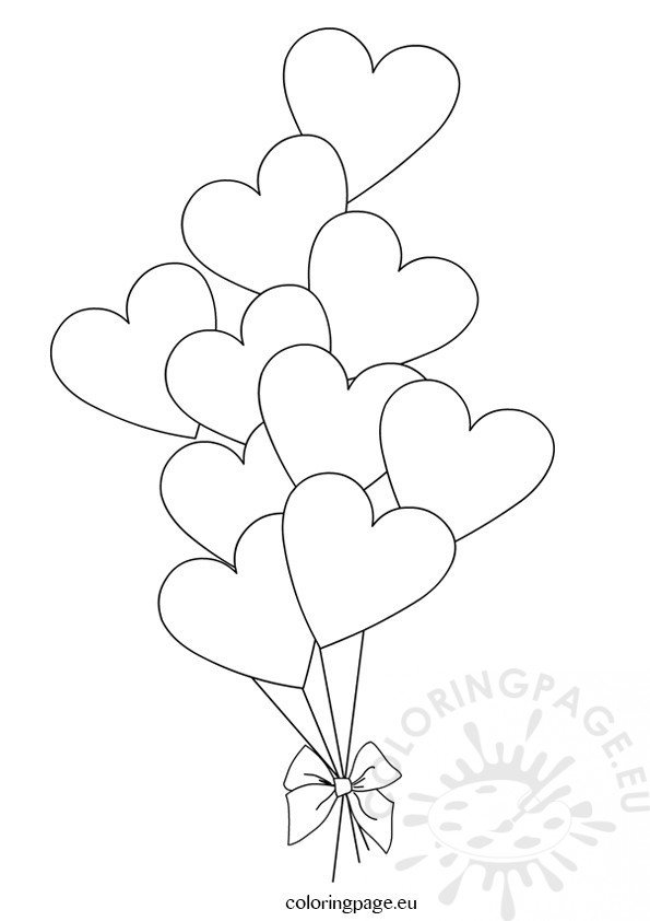Heart Balloons template – Coloring Page