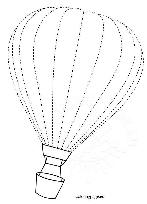 Traceable hot air balloon – Coloring Page