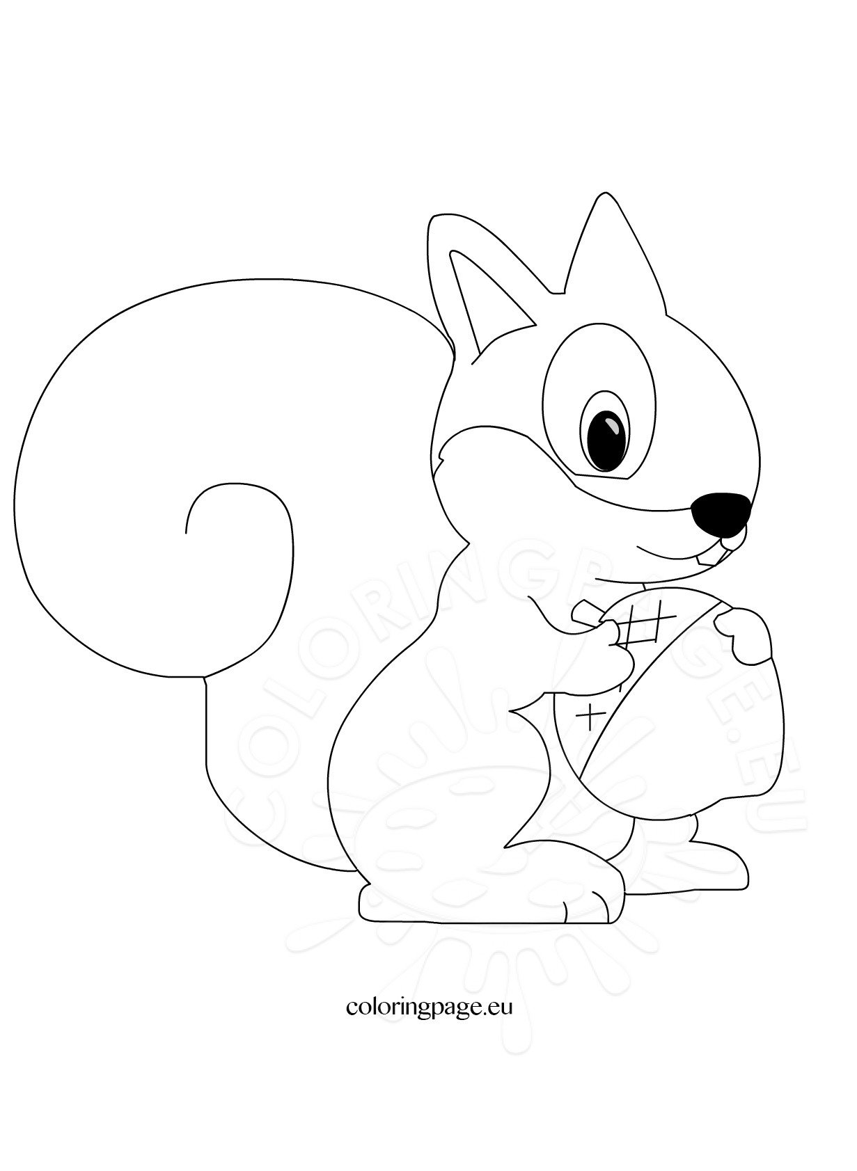 Cute Squirrel cartoon Coloring Page