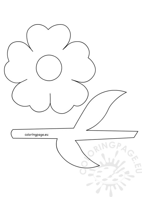 Flower with stem and leaves template Coloring Page