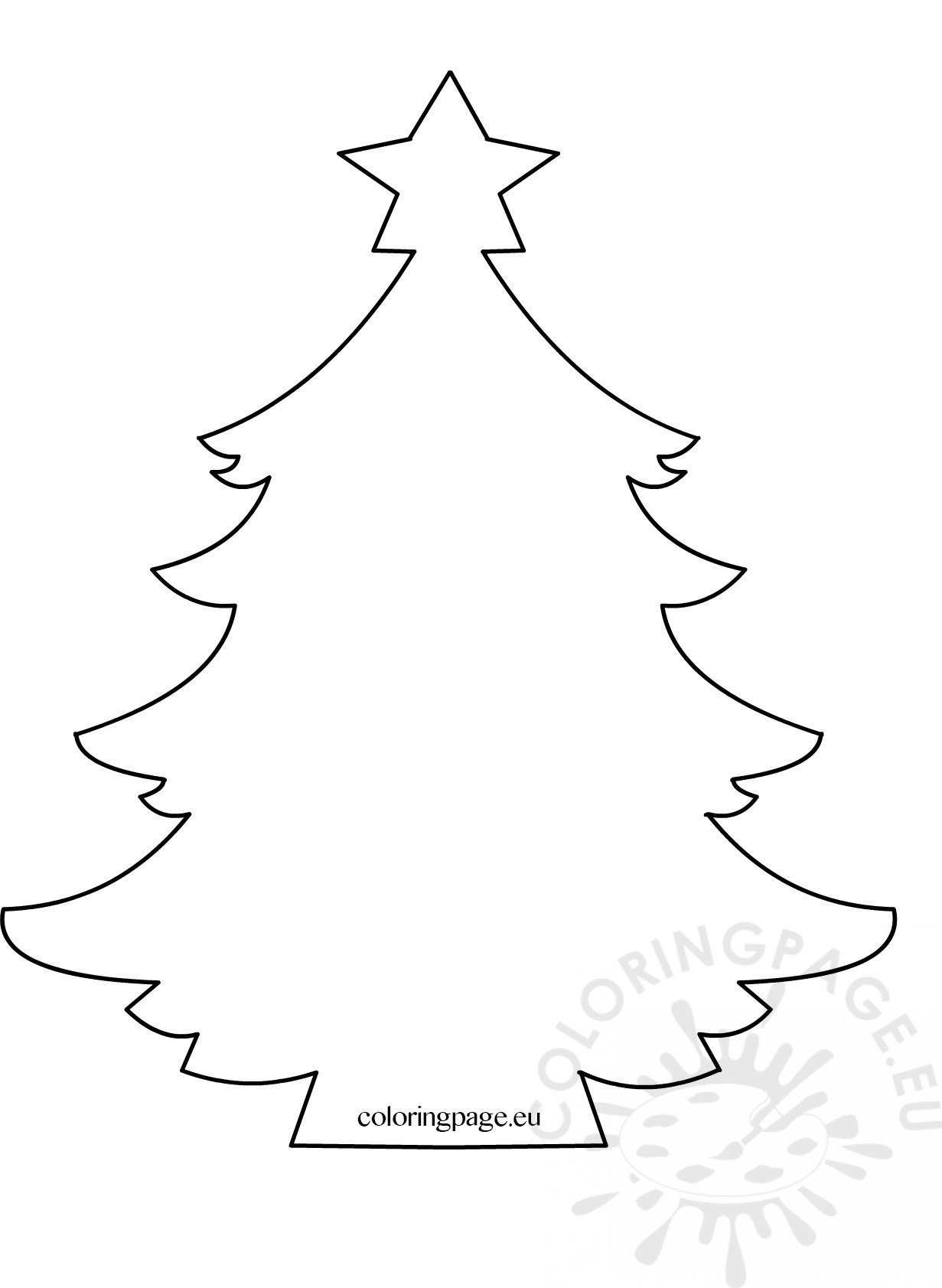 Christmas tree with star template Coloring Page
