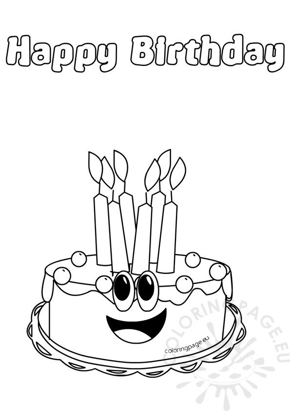 Happy Birthday cake image – Coloring Page