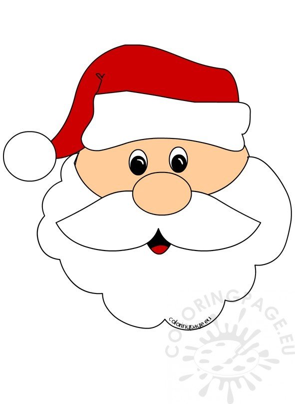 Santa Claus Face Cut Out - Coloring Page