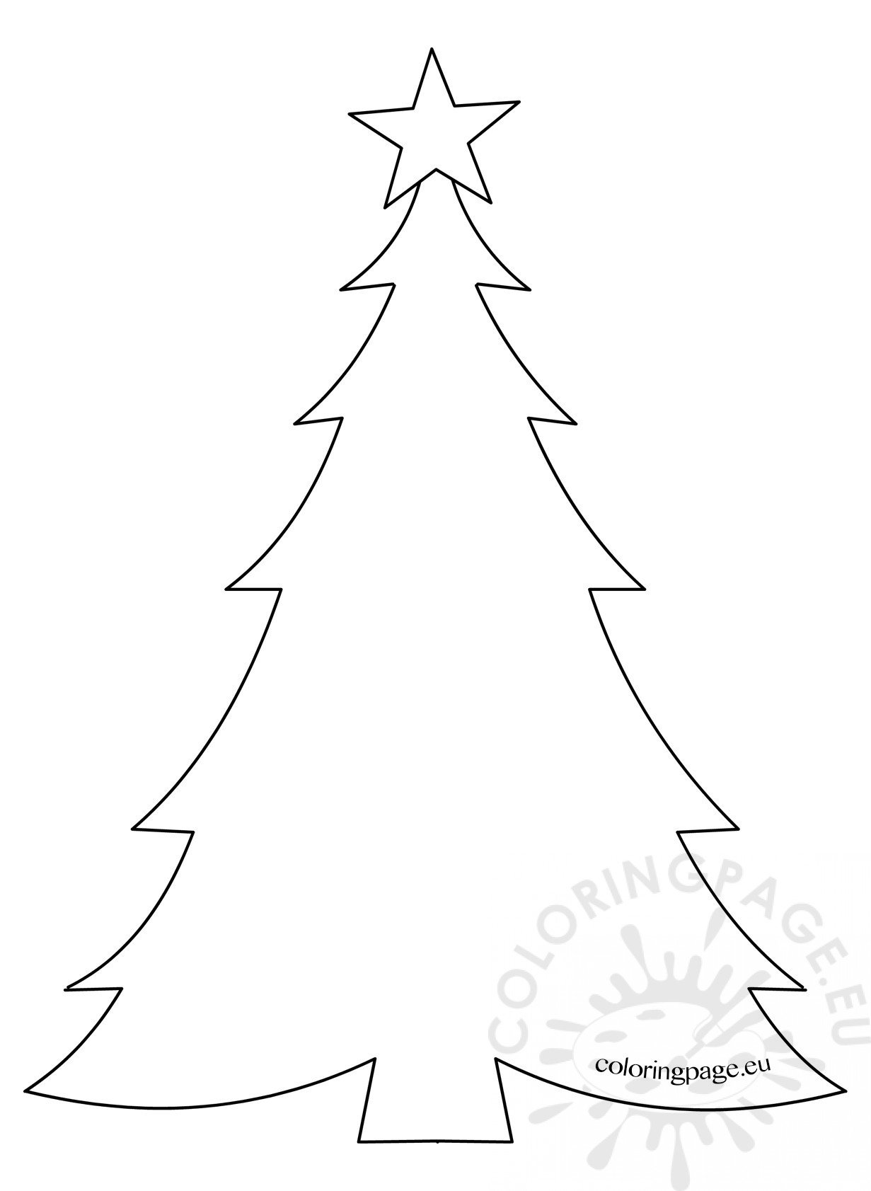 Template Christmas Tree with star – Coloring Page