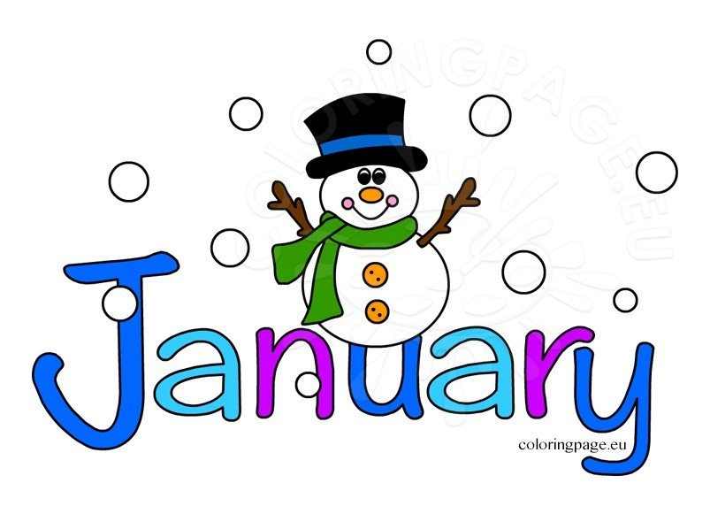 Month Of January Clipart Coloring Page