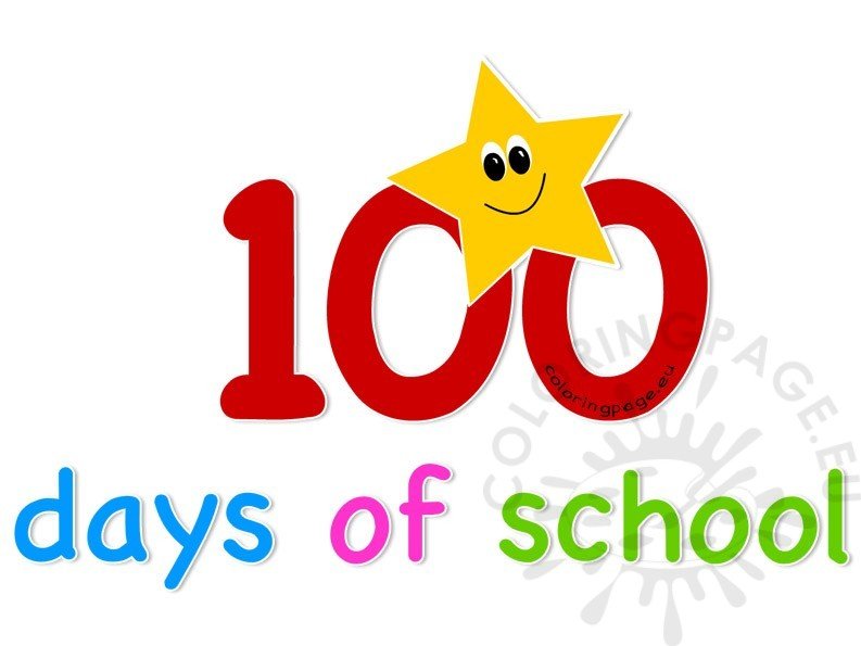 100 Days Of School Clipart Coloring Page