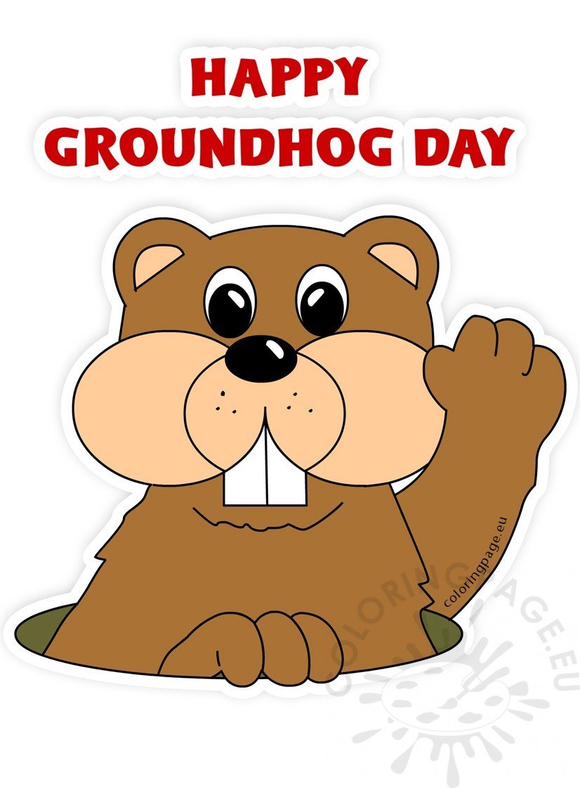 Groundhog Cartoon Clip Art Coloring Page