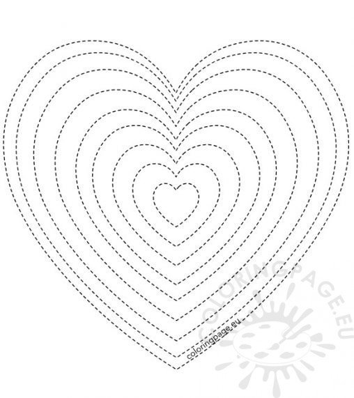 Valentines day Different sizes heart template Coloring Page