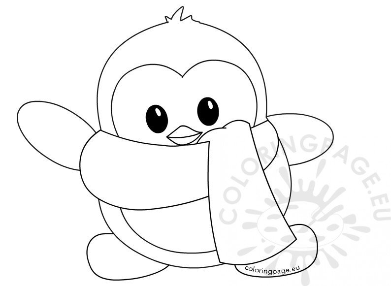 Little Cute winter penguin – Coloring Page