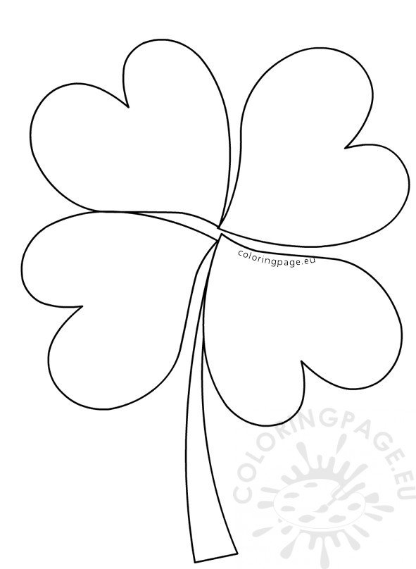 Large four leaf clover pattern preschool Coloring Page