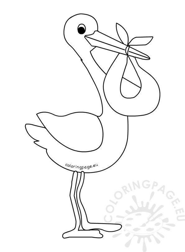 stork baby template cartoon coloring