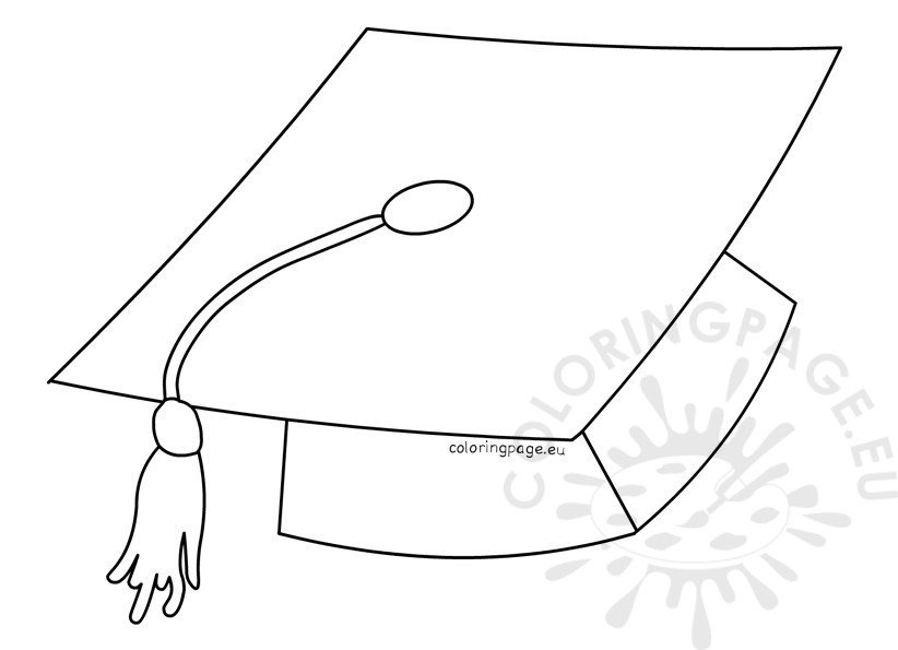 Printable Graduation Hat Template Coloring Page