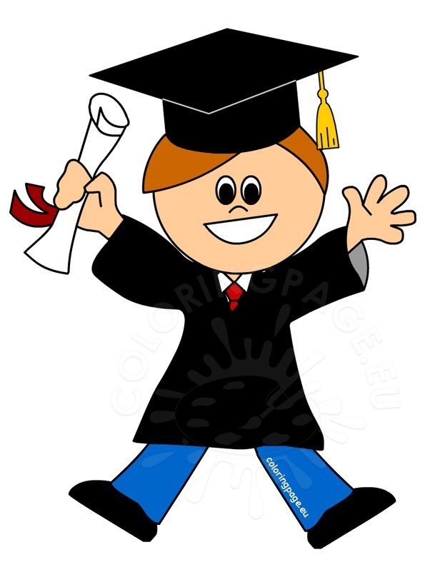 Cartoon smiling graduate boy – Coloring Page