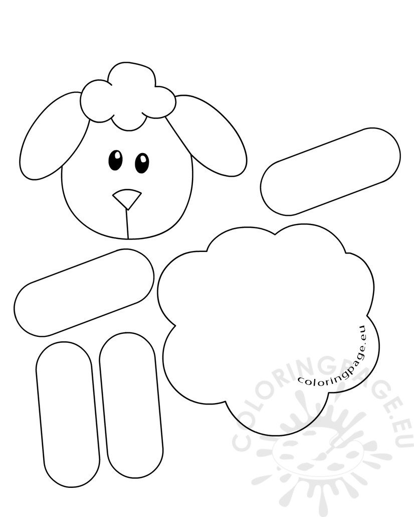 Lamb Paper craft for preschool – Coloring Page