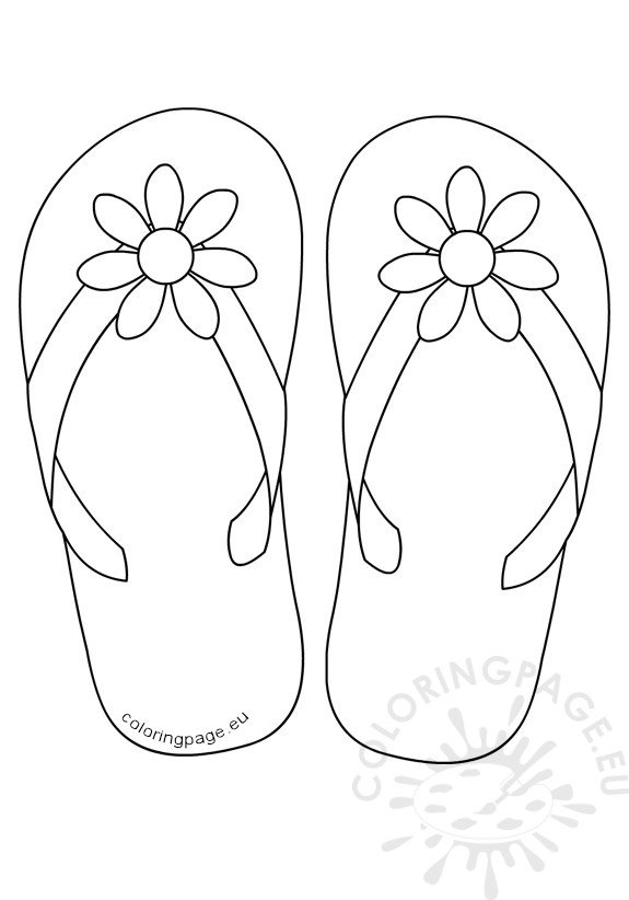 Flip flops daisy flower button – Coloring Page