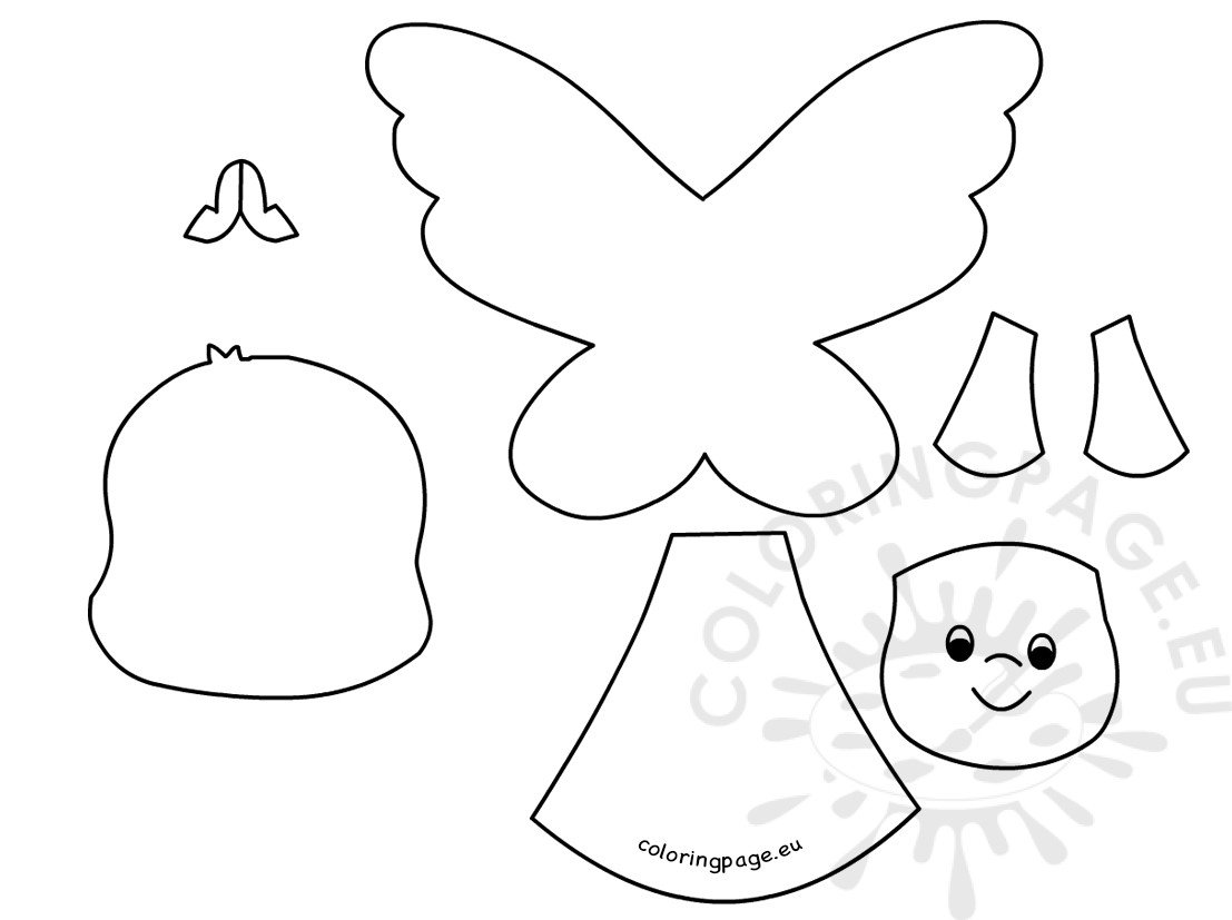 Cute angel paper templates printable Coloring Page