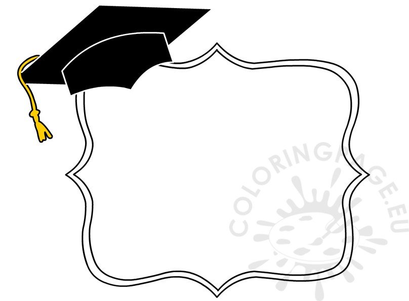 Graduation Decorative Border Preschool Clipart Coloring Page