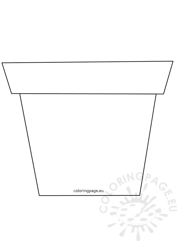 Large Flower Garden Pot template – Coloring Page