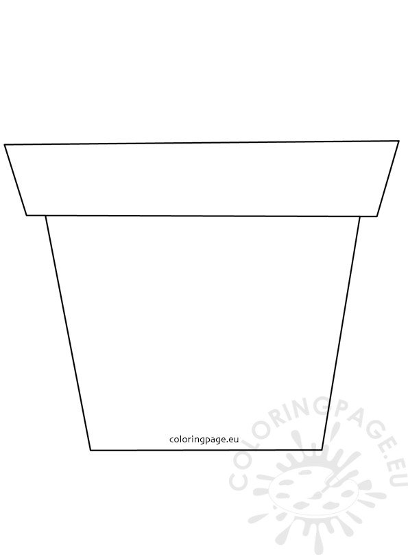 Large Flower Garden Pot Template Coloring Page