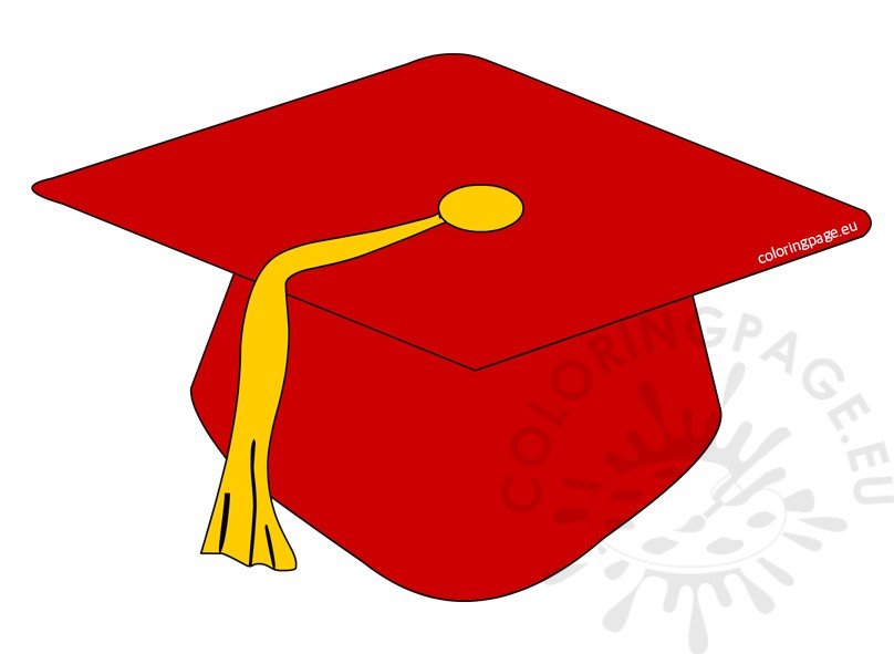 Red Preschool Graduation Cap clipart – Coloring Page