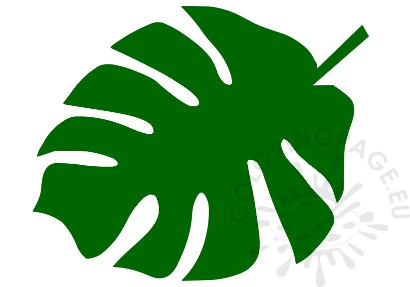 Green Tropical Leaf Template Coloring Page