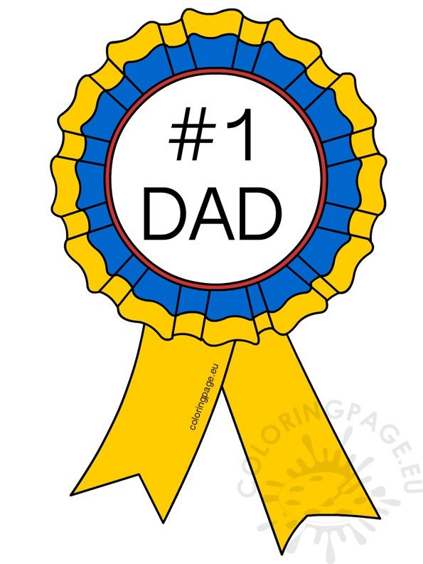 Number 1 Dad Ribbon Rosette illustration – Coloring Page