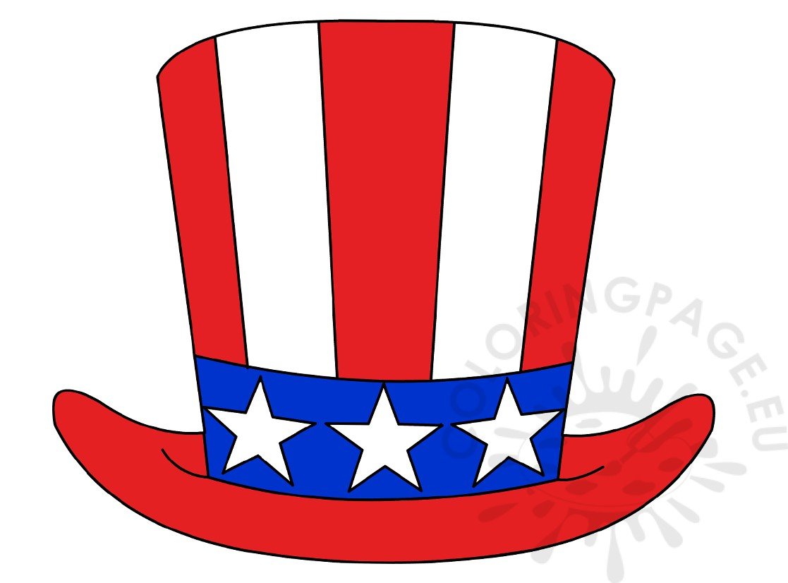 Vector illustration Patriotic Uncle Sam Hat 4th July Coloring Page