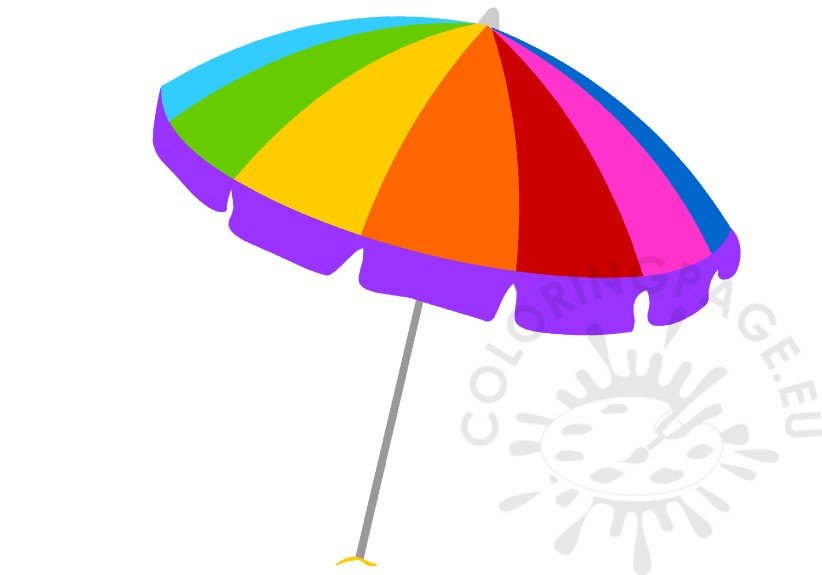 Open Rainbow beach umbrella vector illustration – Coloring Page