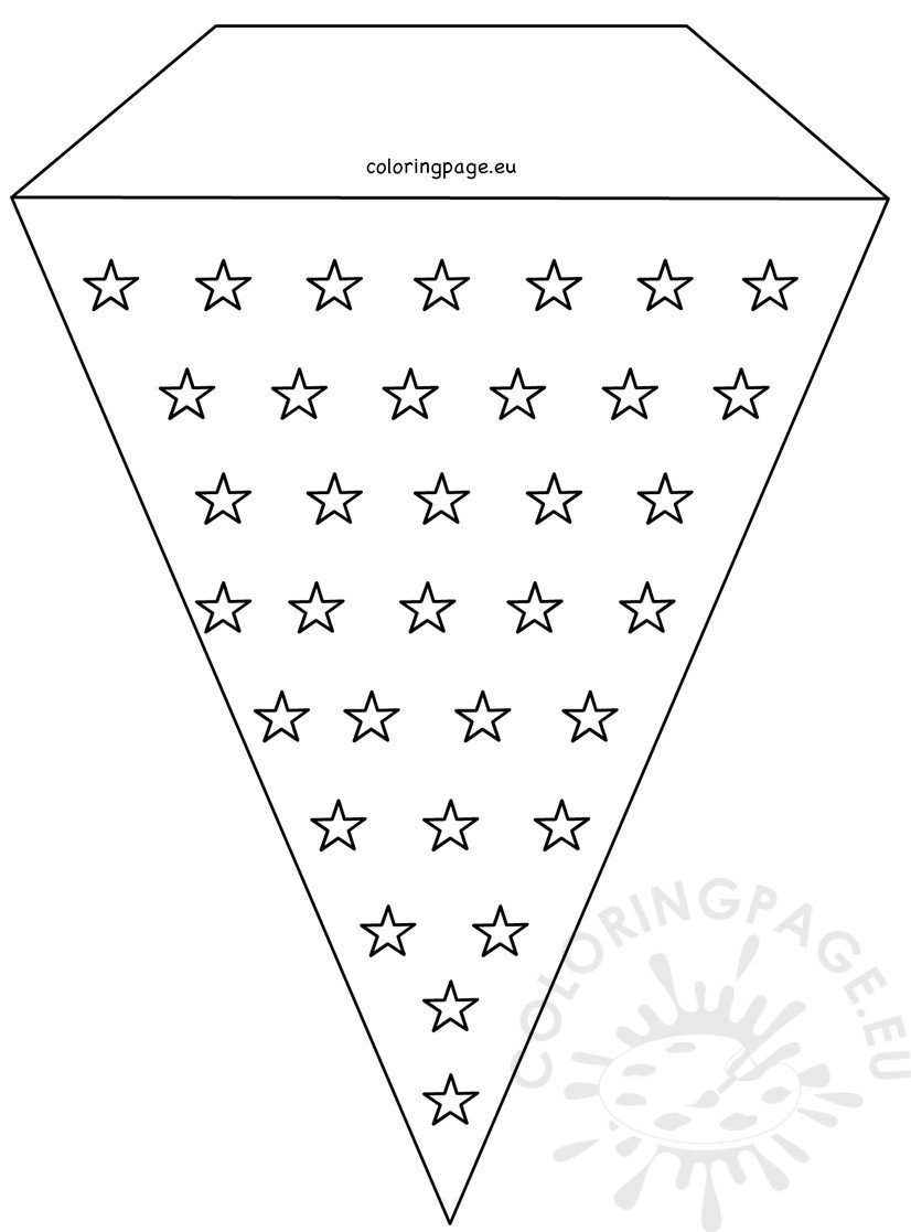 Stars 4th July Pennant Banner Template – Coloring Page